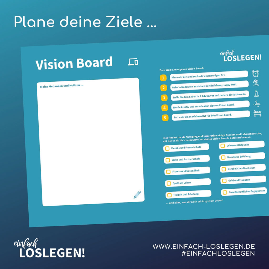 Schritt 1: Ziele ermitteln und Vision Board erstellen Schritt 1: Ziele ermitteln und Vision Board erstellen