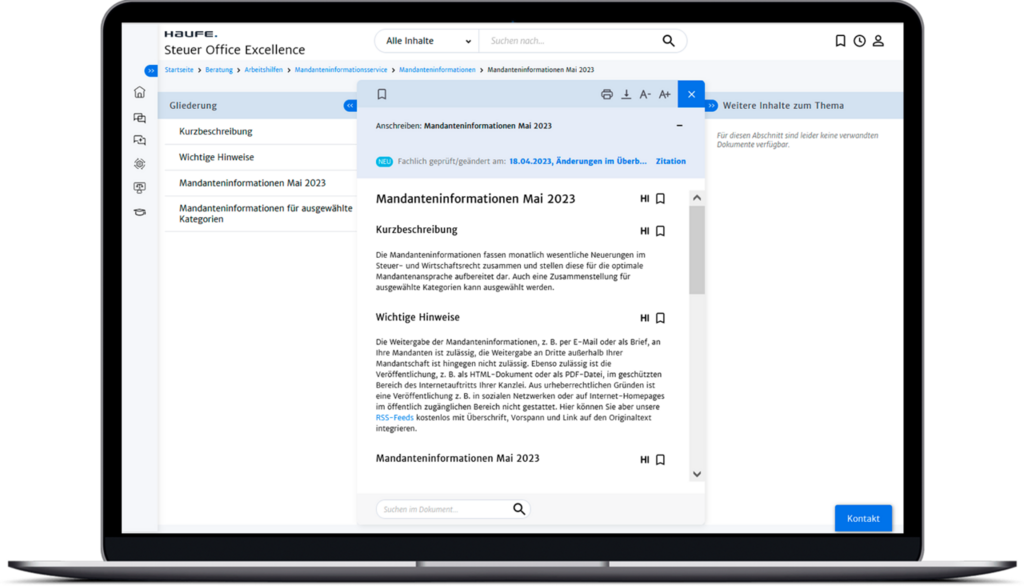 Mandanteninformationen Mandanteninformationen