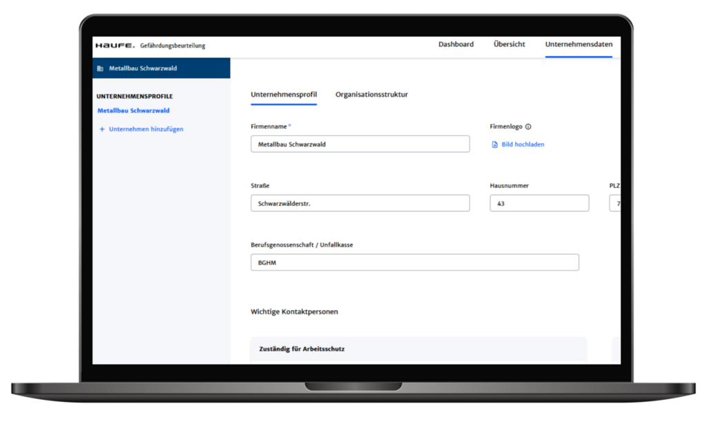 Unternehmen anlegen Unternehmen anlegen