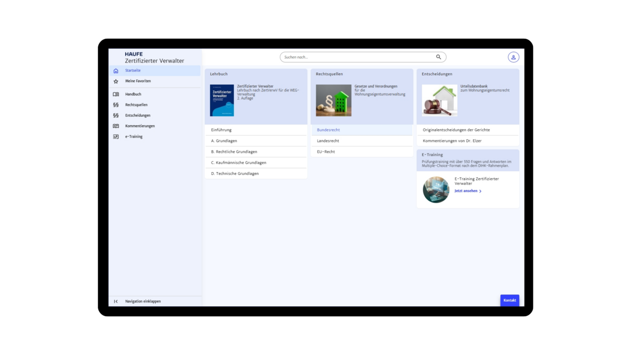 Blick ins Produkt – Die Startseite Blick ins Produkt – Die Startseite