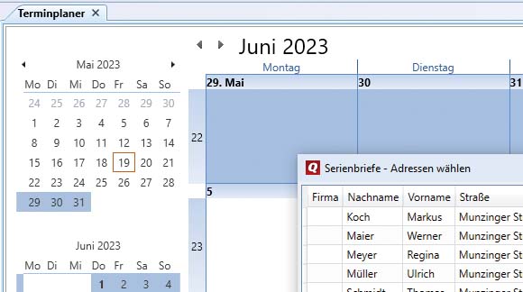 Bildausschnitt ​Terminkalender in Lexware hausverwaltung