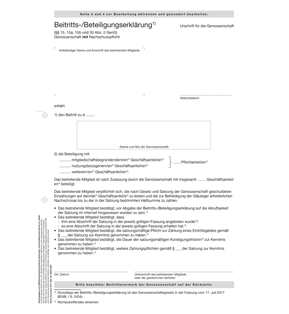 Beitritts- / Beteiligungs­erklärung für Genossenschaften mit Nachschusspflicht - Pro Bestelleinheit: 20 Muster-Beitritts- / Beteiligungserklärungen