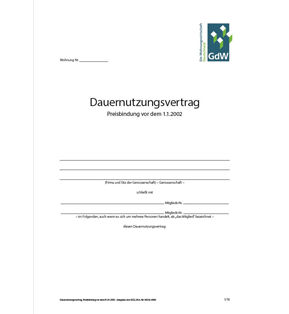 Dauernutzungsvertrag – Preisbindung vor dem 1.1.2002 - Pro Bestelleinheit: 20 Muster-Verträge