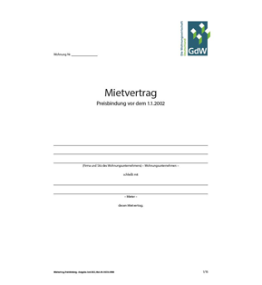 Mietvertrag – Preisbindung vor dem 1.1.2002 - Pro Bestelleinheit: 20 Muster-Verträge