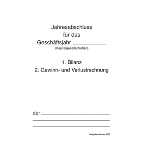 Jahresabschluss (Bilanz, GuV und Anhang) für Kapitalgesellschaften - Pro Bestelleinheit: 5 Exemplare des Jahresabschlusses für Kapitalgesellschaften mit Bilanz, GuV und Anhang.