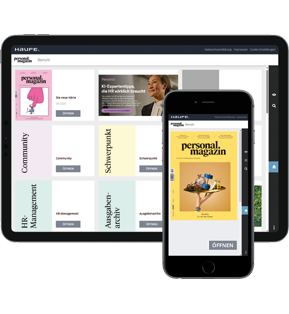 Inhalte von Personalmagazin digital werden auf einem Tablet und einem Smartphone angezeigt