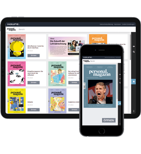 Inhalte von Personalmagazin digital werden auf einem Tablet und einem Smartphone angezeigt