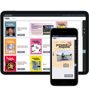 Inhalte von Personalmagazin digital werden auf einem Tablet und einem Smartphone angezeigt