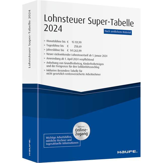 Lohnsteuer-Supertabelle 2023 Inkl. Onlinezugang: Tabelle | Haufe Shop