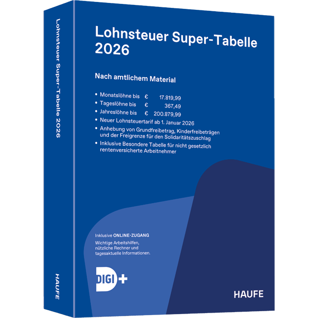 Lohnsteuer-Supertabelle 2026 inkl. Onlinezugang - Nach amtlichen Material