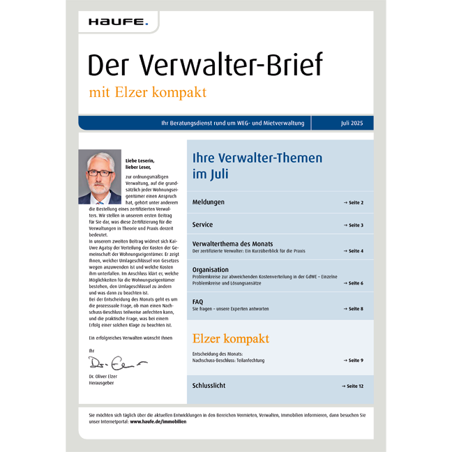 Der Verwalter-Brief - Ihr Beratungsdienst rund um WEG- und Mietverwaltung