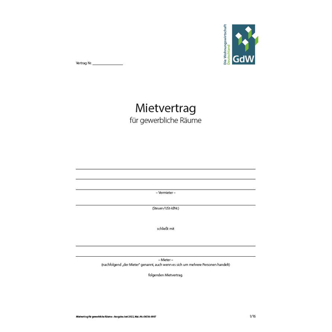Mietvertrag für gewerbliche Räume - Pro Bestelleinheit: 20 Muster-Verträge
