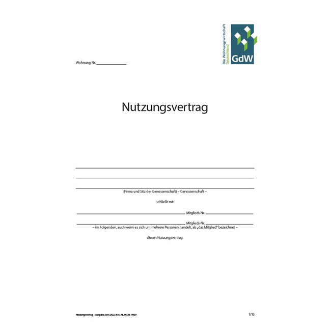 Nutzungsvertrag - Pro Bestelleinheit: 20 Muster-Verträge