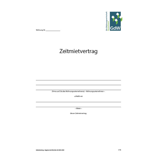 Zeitmietvertrag - Pro Bestelleinheit: 20 Muster-Verträge