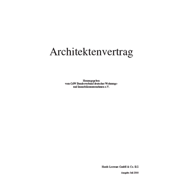 Architektenvertrag - Pro Bestelleinheit: 5 Exemplare