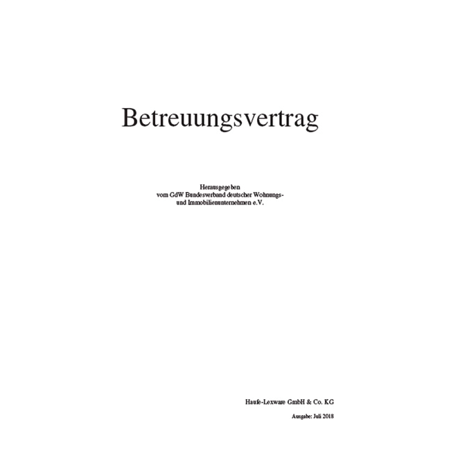 Betreuungsvertrag: Formular | Haufe Shop