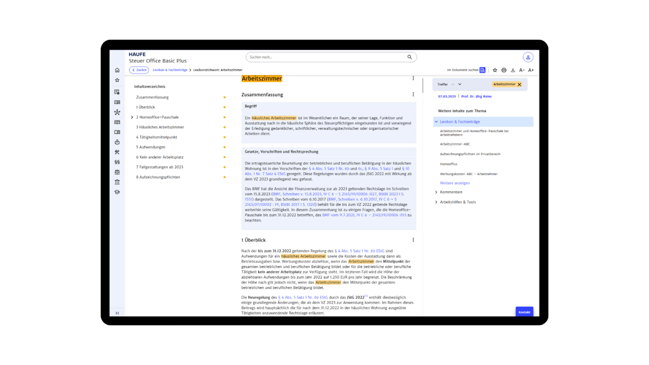 Übersichtsseiten zu den wichtigsten Themen
