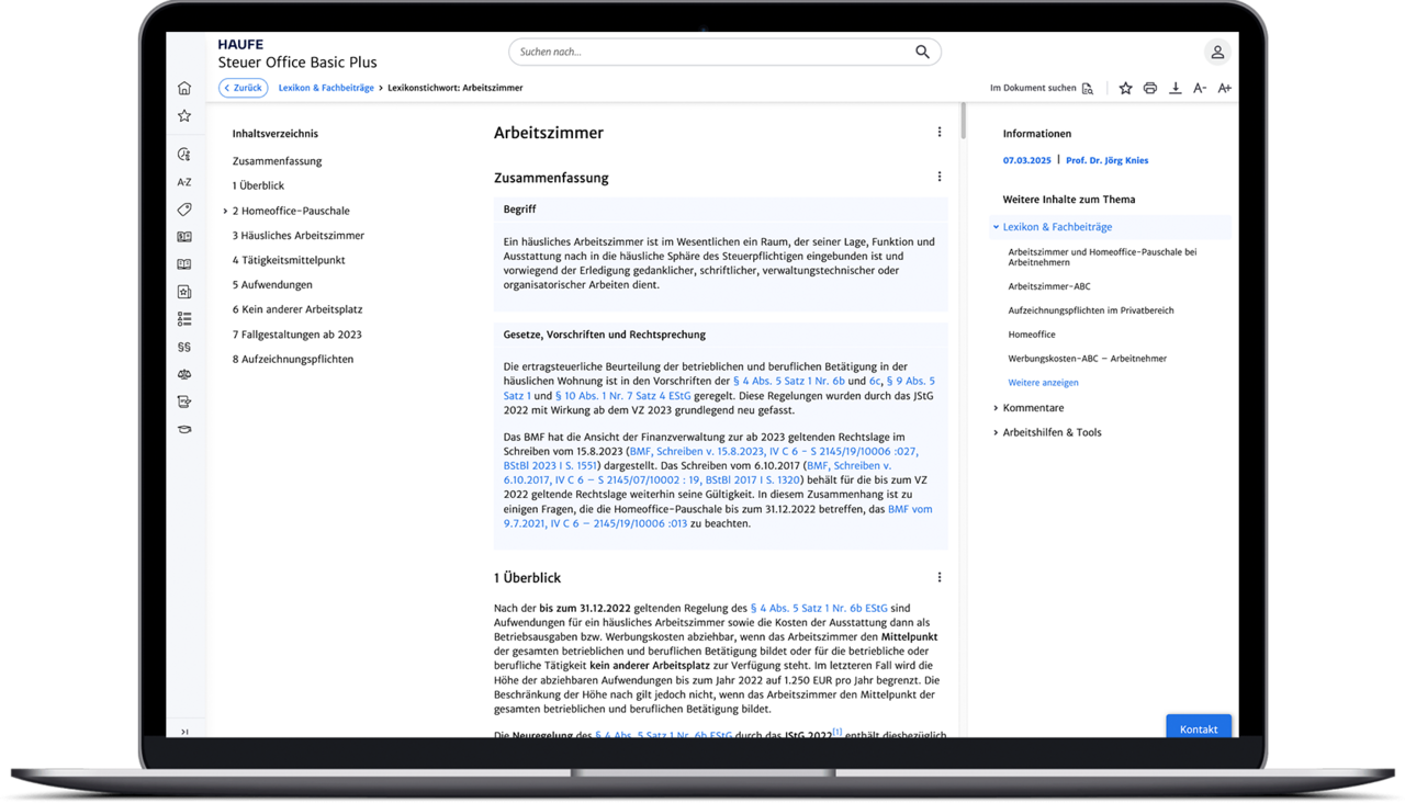 Übersichtsseiten zu den wichtigsten Themen