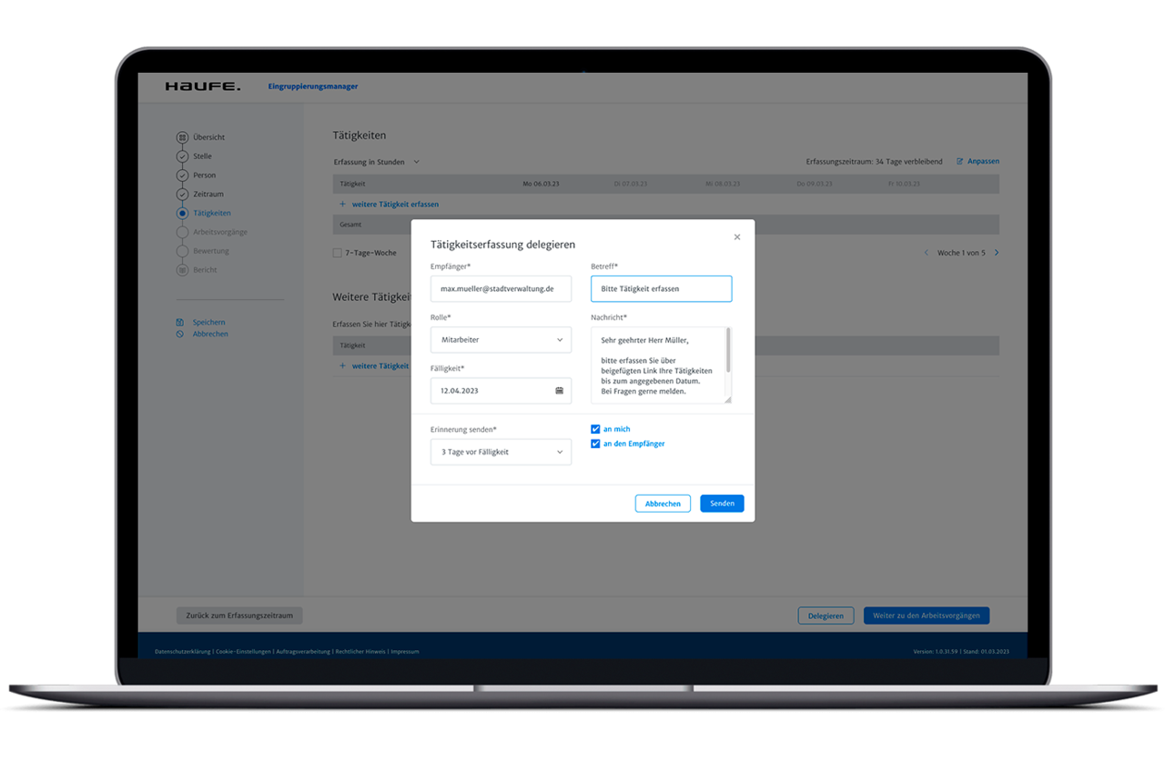 Schritt 2: Tätigkeiten erfassen