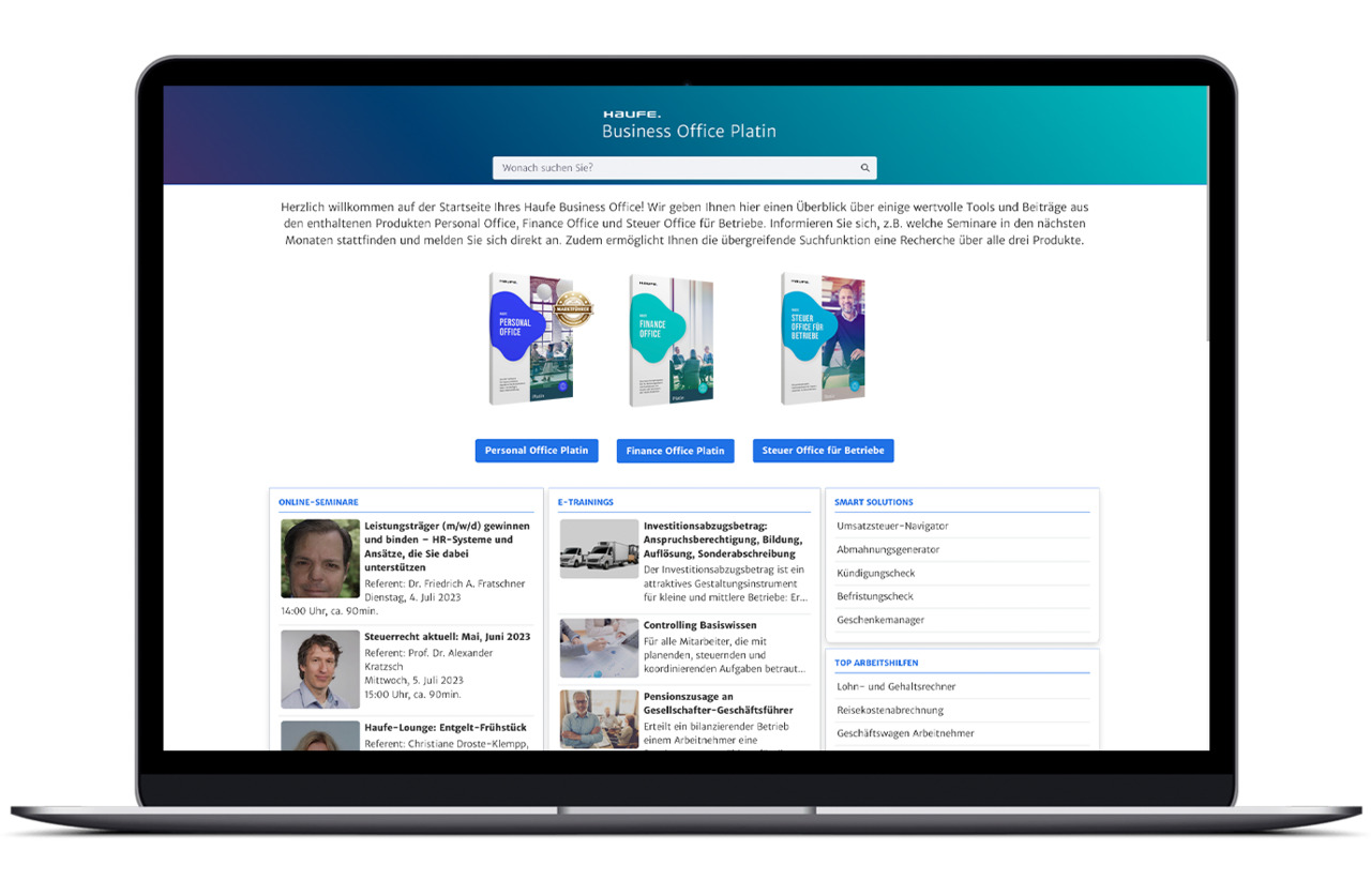 Haufe Business Office Platin - Die clevere Gesamtlösung für Personal, Finance und Steuern