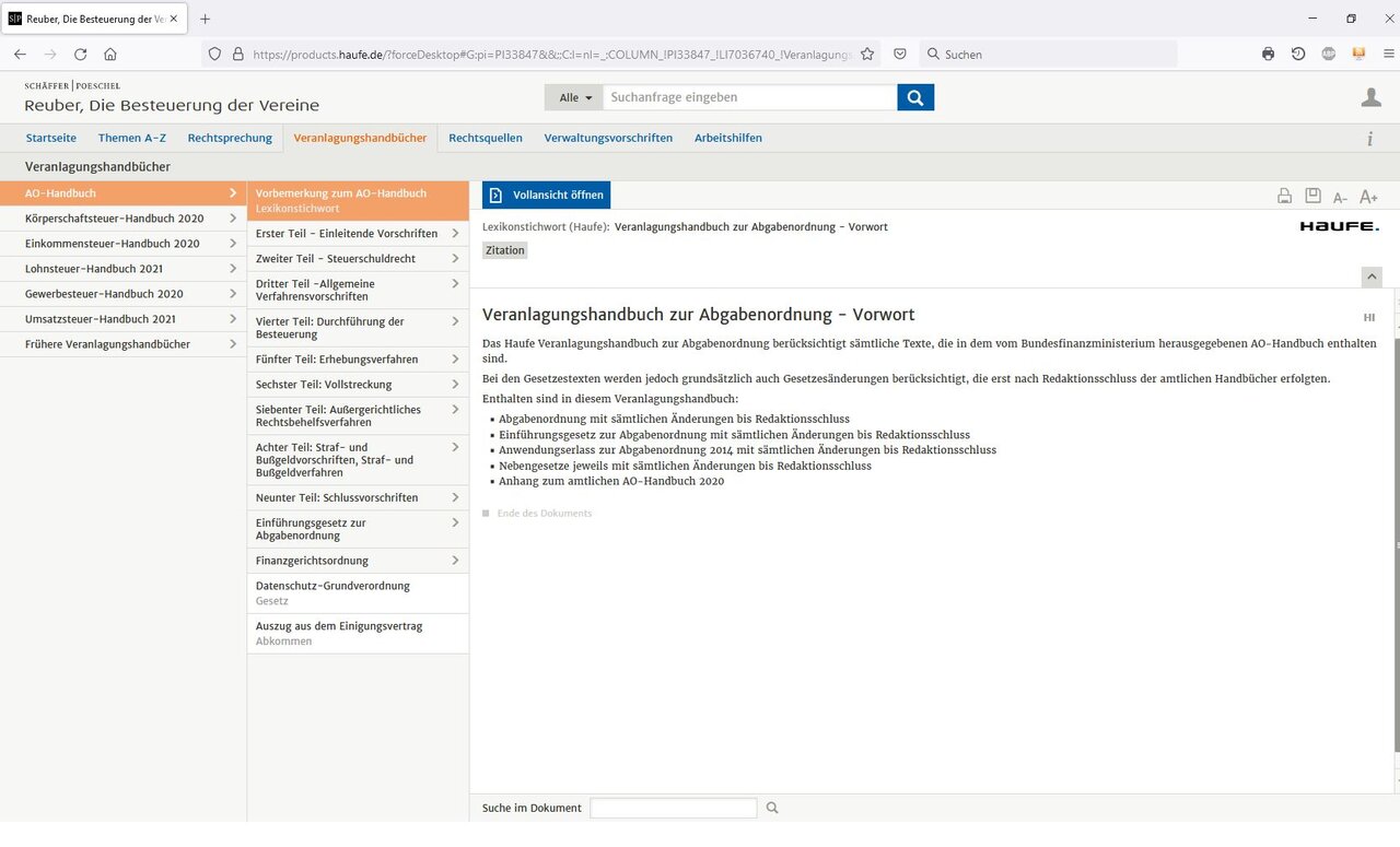 Veranlagungshandbücher