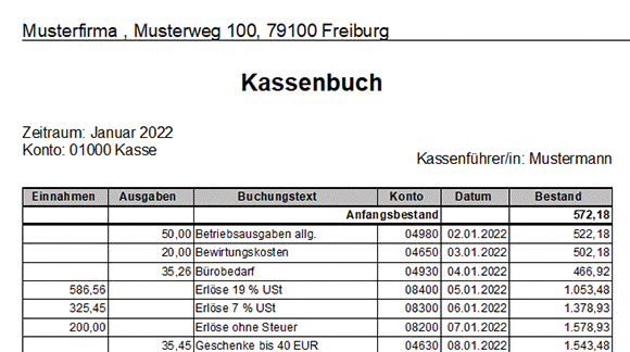 Kassenbewegungen erfassen mit Lexware Beispiel