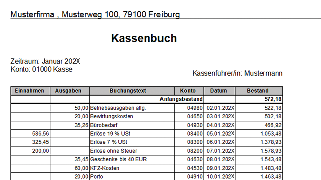 Kassenbewegungen erfassen mit Lexware Beispiel