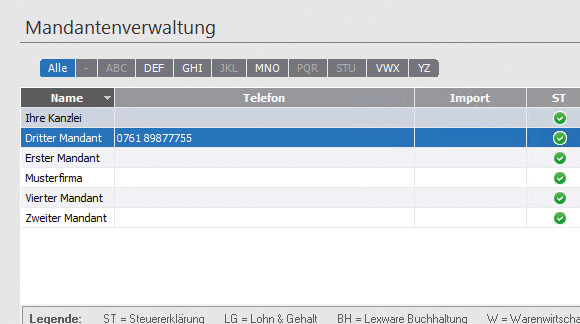 Schneller Zugriff auf alle Mandanteninformationen