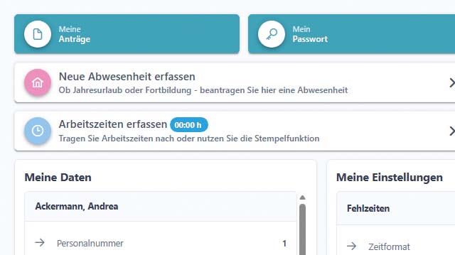 Screenshot aus Lexware myCenter Bereich Fehlzeitenverwaltung