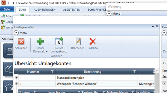 Bildausschnitt ​Multifensterfunktion in Lexware hausverwaltung