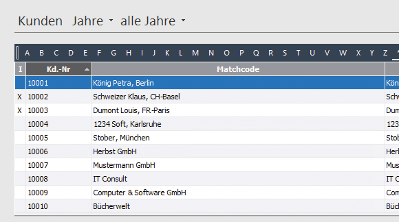 Komfortable Kunden- und Materialverwaltung