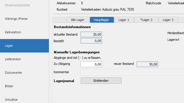 Screen: Mehrlagerfähigkeit in Lexware handwerk premium