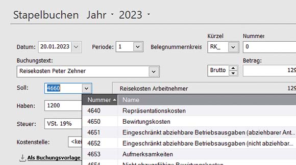 Stapelbuchen in Lexware business