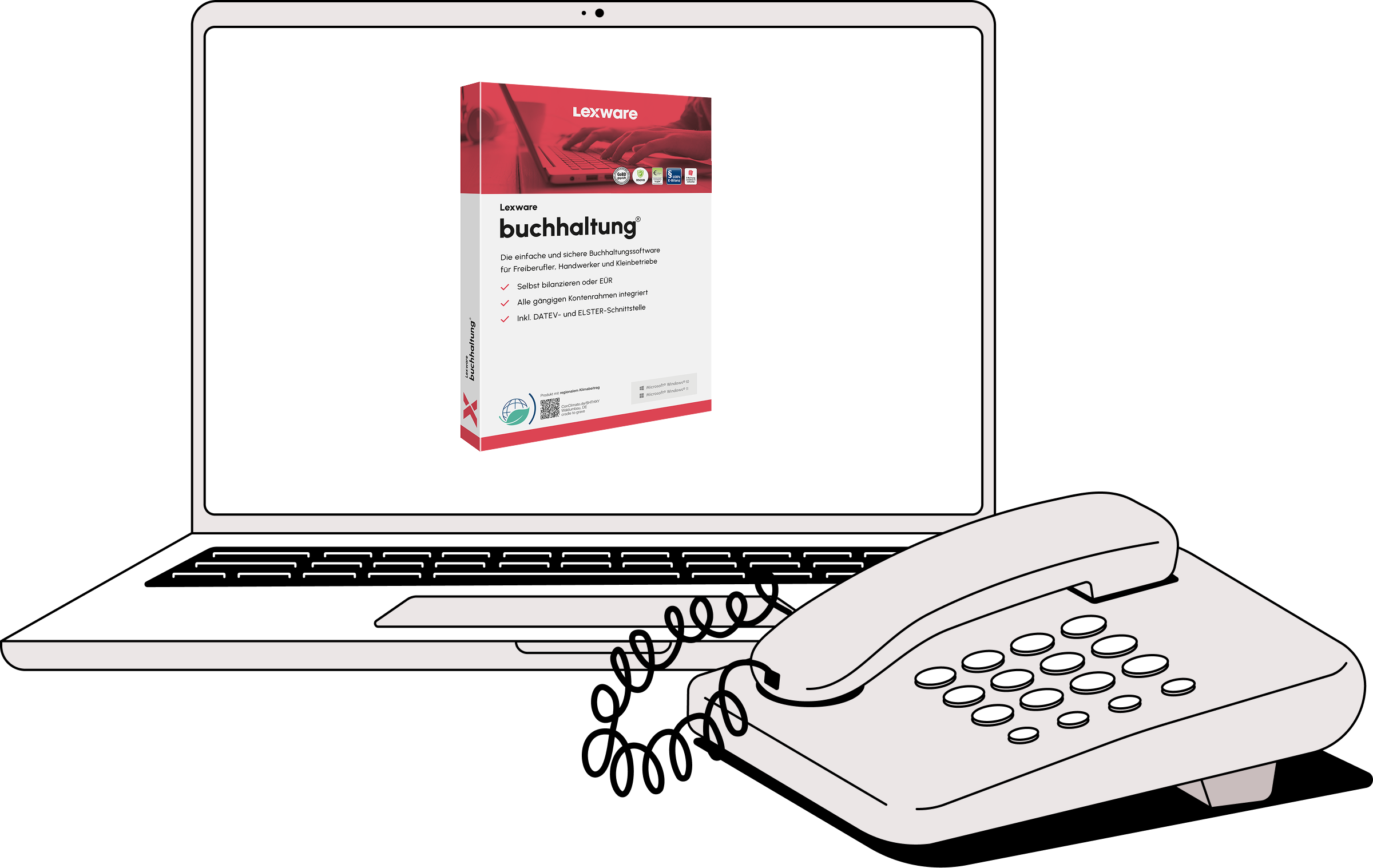 Abbildung Lexware buchhaltung Produktabbildung auf einem Laptop
