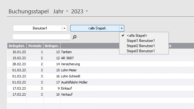 Screen: Buchungsstapel parallel bearbeiten in Lexware buchhaltung pro