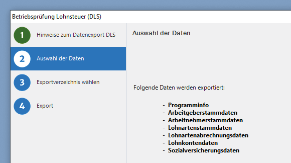 Screenshot der Exportfunktionen in der Lohnsoftware