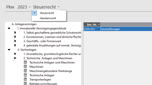 Screen: Rechnungskreise in Lexware anlagenverwaltung pro