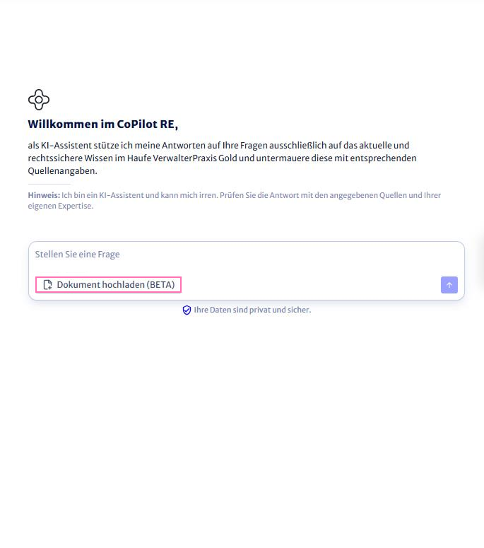 Prompt-Vorlagen und Folgefragen im CoPilot RE