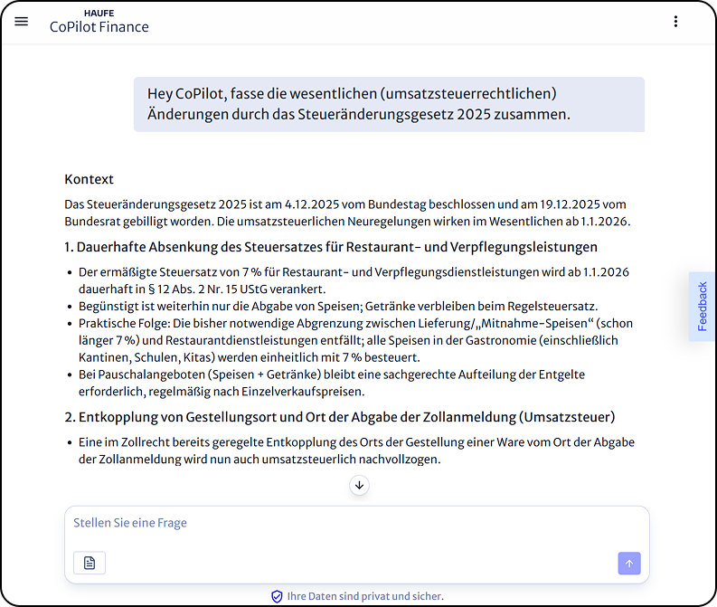 CoPilot Finance aktuelle Regelungen