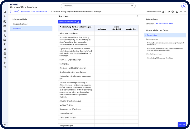 Checklisten Kalender Jahresabschluss