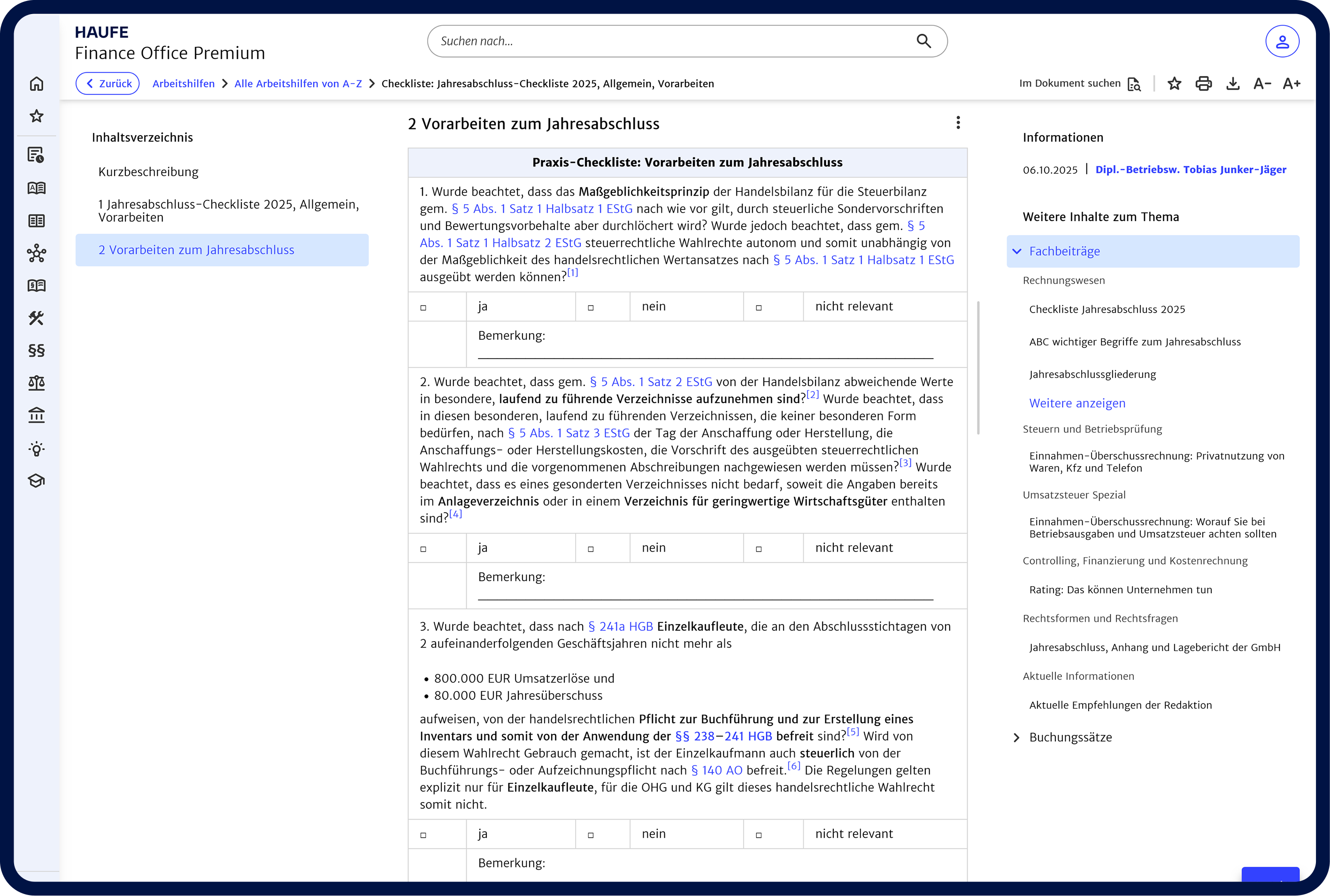 Checklisten Kalender Jahresabschluss