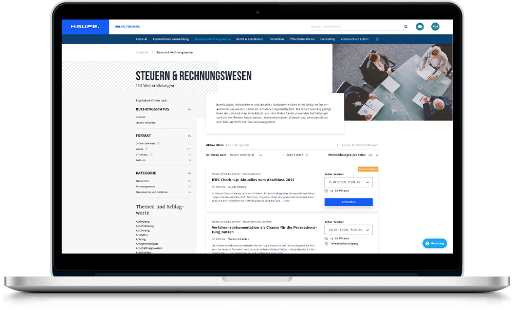 Screenshot Weiterbildung
