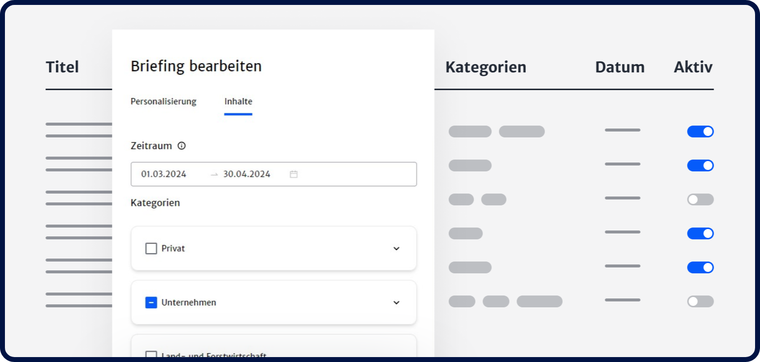 Haufe SteuerBriefing Beitraege Auswaehlen