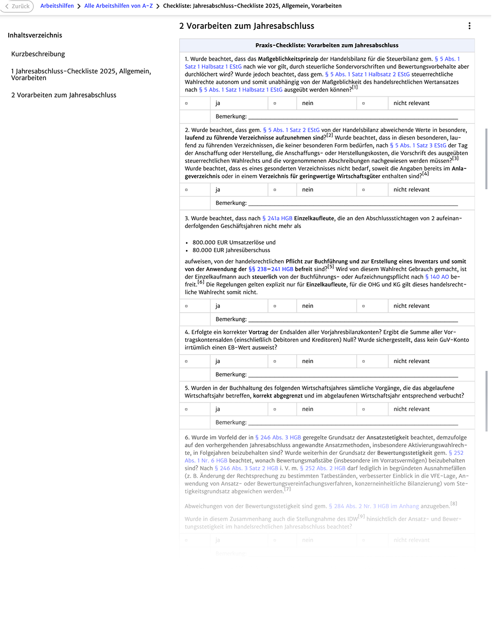 Arbeitshilfen & Tax Solutions