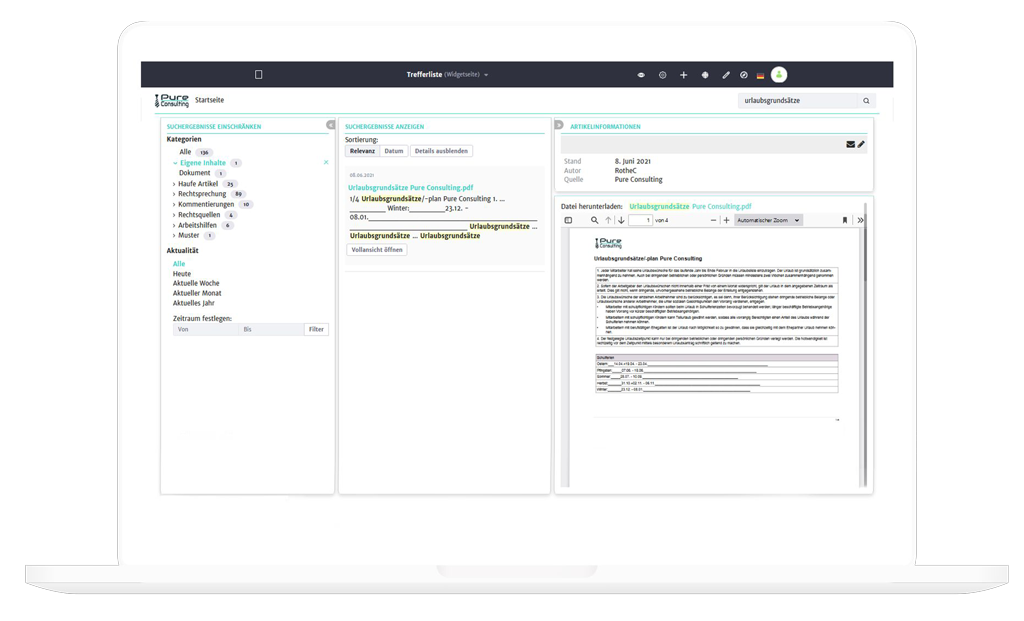 Eigene Inhalte Screenshot