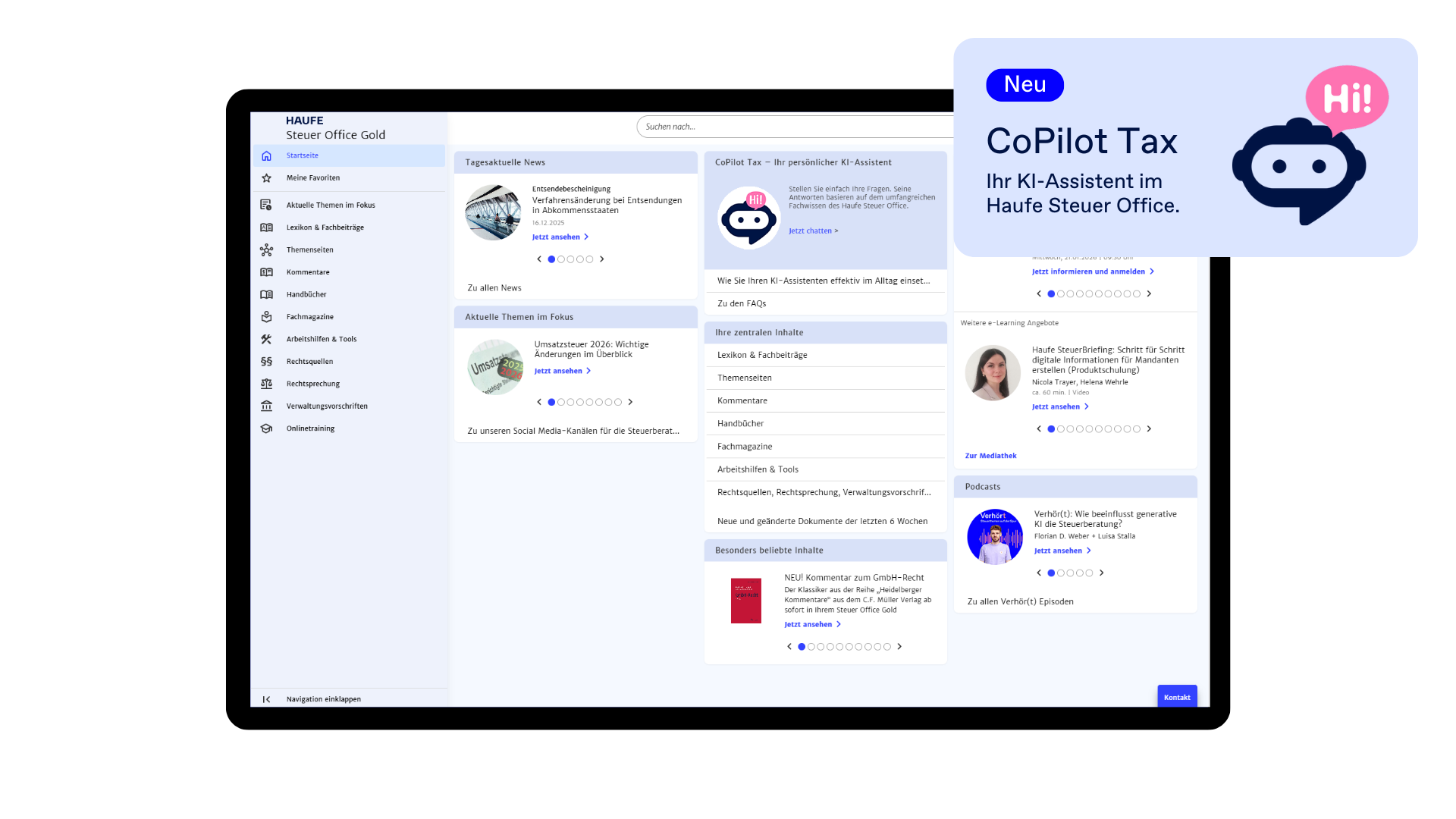 Haufe Steuer Office Gold - Die umfassende Fachdatenbank für Ihre Steuerkanzlei mit einzigartigem Kommentar- und Weiterbildungspaket.