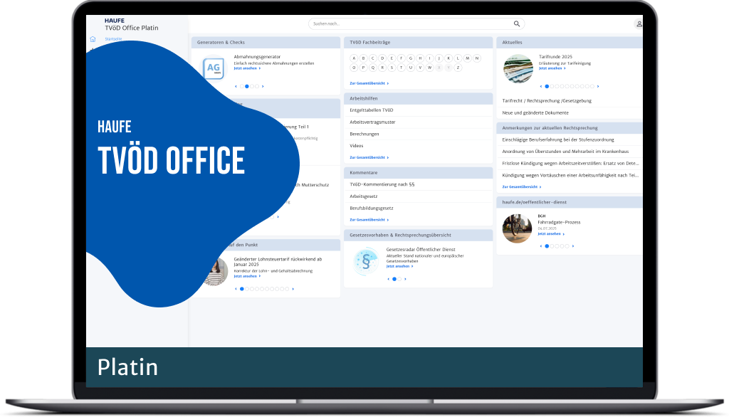 Haufe TVöD Office Platin für die Verwaltung - Die wegweisende HR-Software für den TVöD und TV-V.