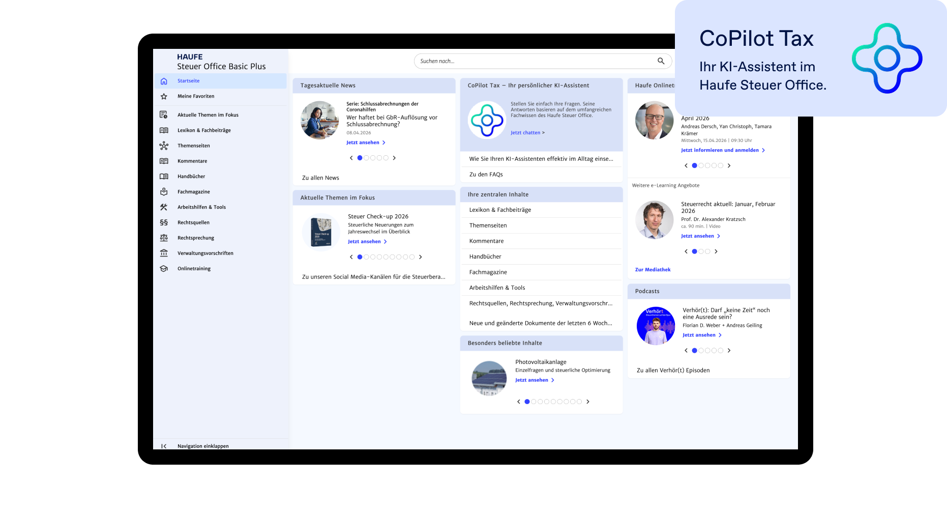 Haufe Steuer Office Basic Plus - Das grundlegende Fachwissen zum Steuer- und Wirtschaftsrecht – inklusive Praxiskommentare.