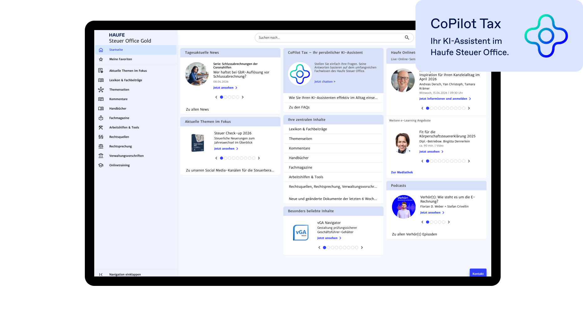 Haufe Steuer Office Gold - Die umfassende Fachdatenbank für Ihre Steuerkanzlei mit einzigartigem Kommentar- und Weiterbildungspaket.