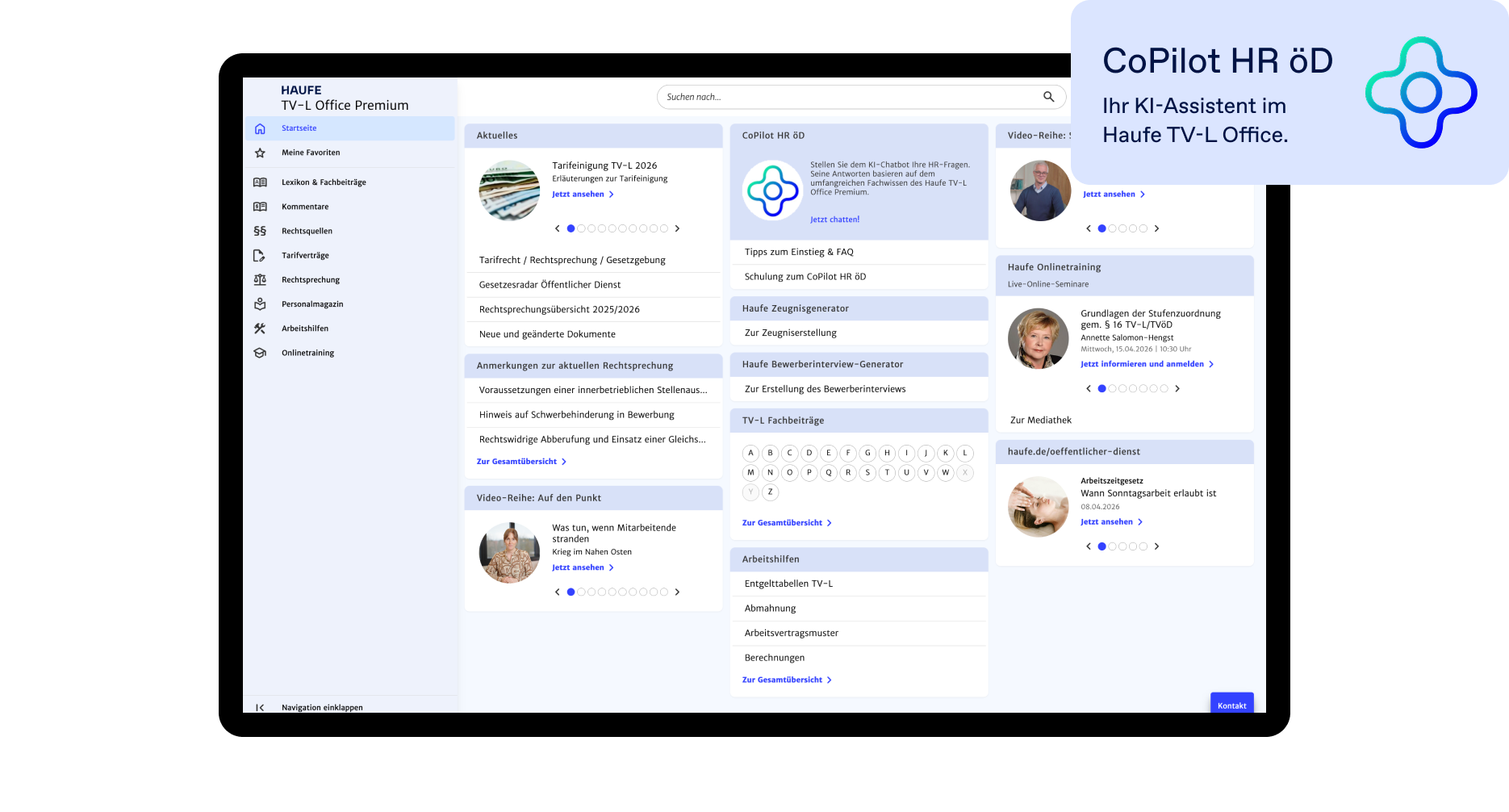 Haufe TV-L Office Premium - Die umfassende HR-Software zum Personal- und Arbeitsrecht für den öffentlichen Dienst der Länder.